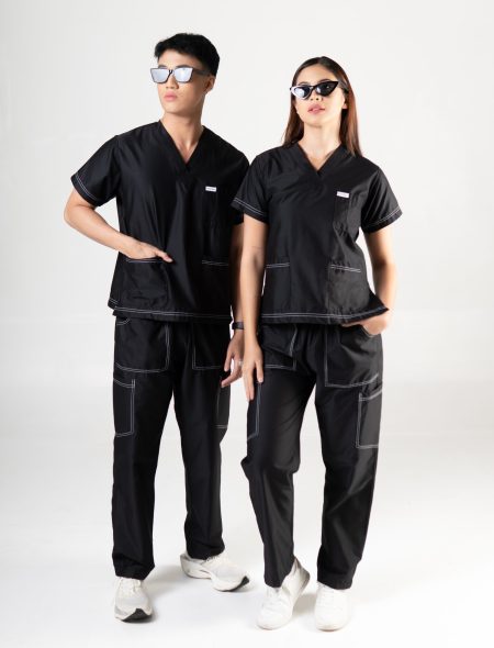 Techthread-Contrast-Stitch-Scrubs-Straight-Pants-Jet-Black-Coverr